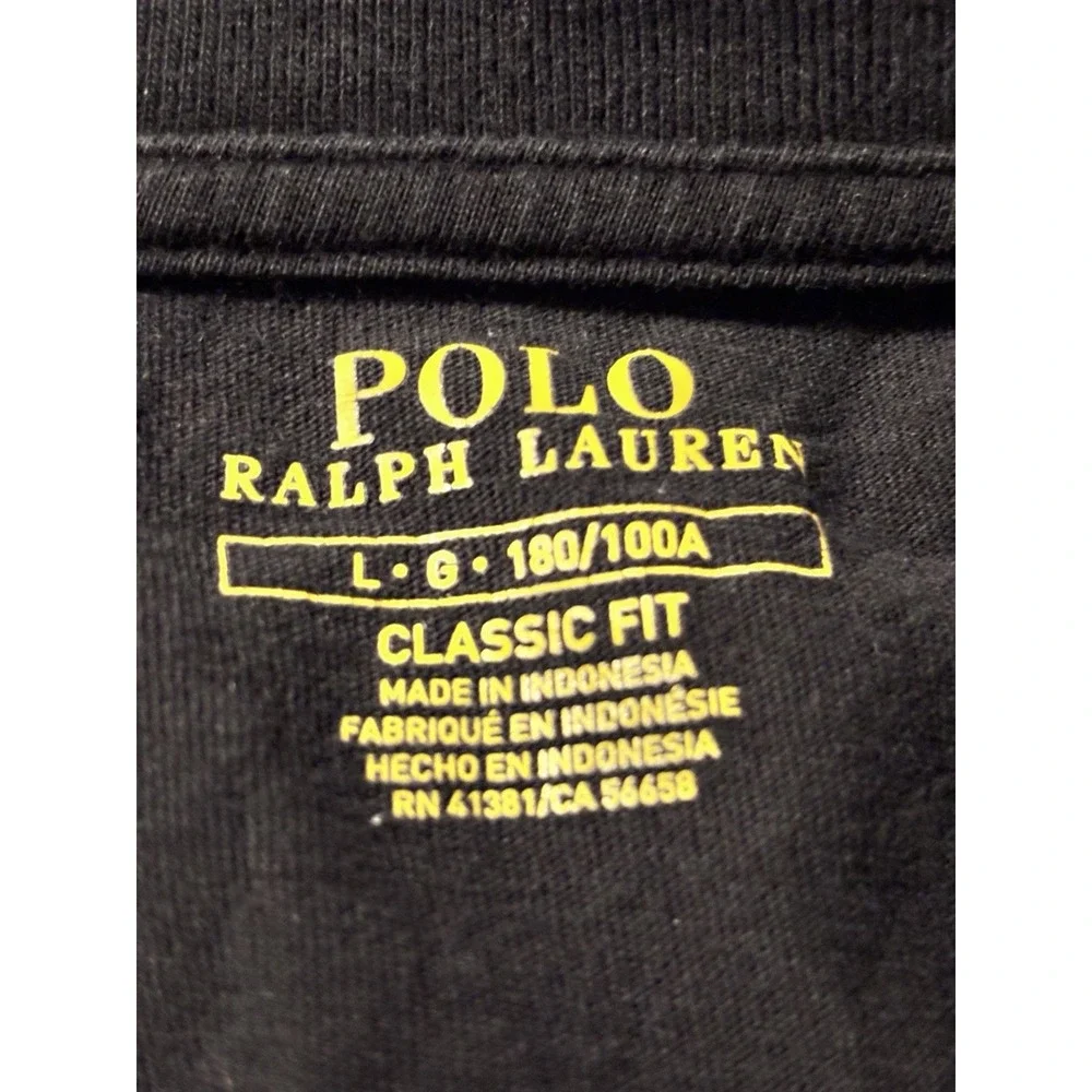 Polo Ralph Lauren Black Long Sleeve Classic Fit T Shirt Large 48x28 Red Logo